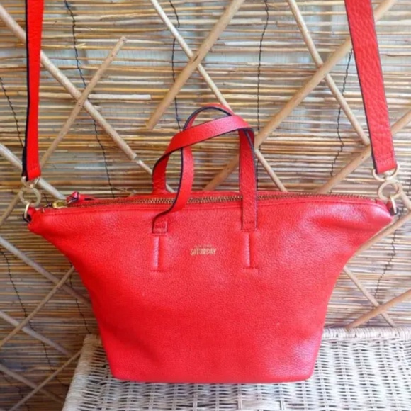 Kate Spade Saturday Leather True Red Satchel Shoulder Bag Womens 14 X 9 X 5 - Picture 2 of 5